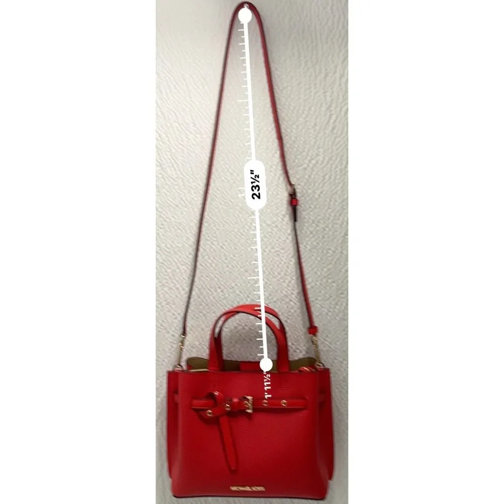 Michael Kors Emilia Small Pebbled Leather Satchel in bright red